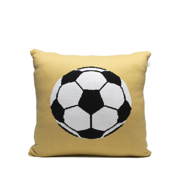 Dark Yellow Cotton Blend Soccer Ball Nursery Pillow