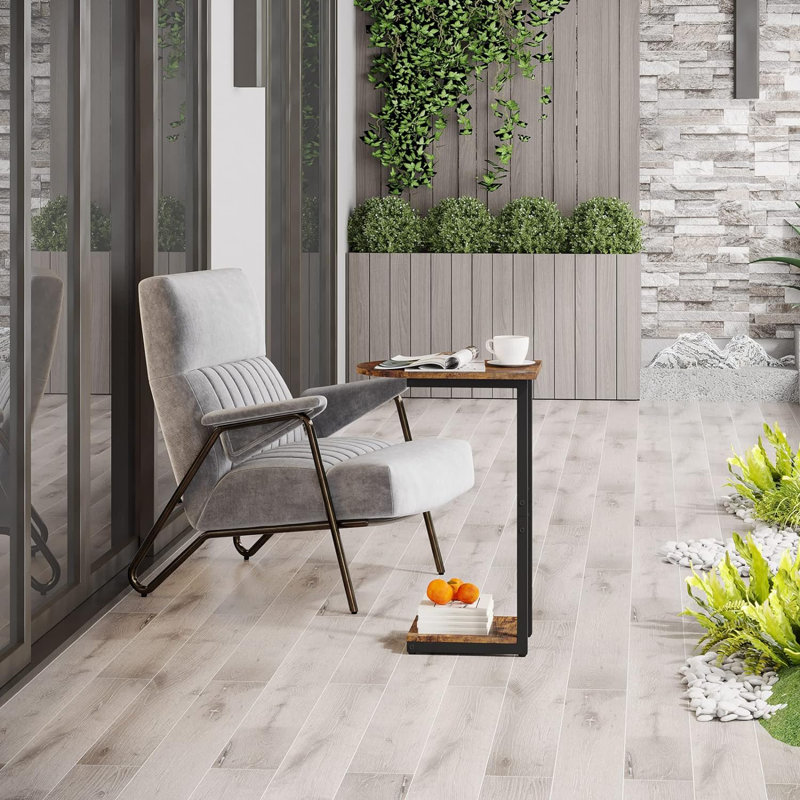 Jadus 25.6'' Tall Tray Top C Table End Table, Unique Curved Table Top Design