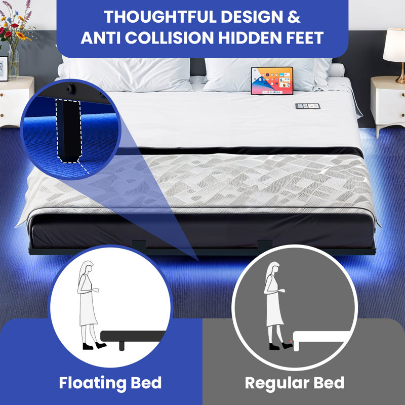 Leyan Metal Platform Bed, King