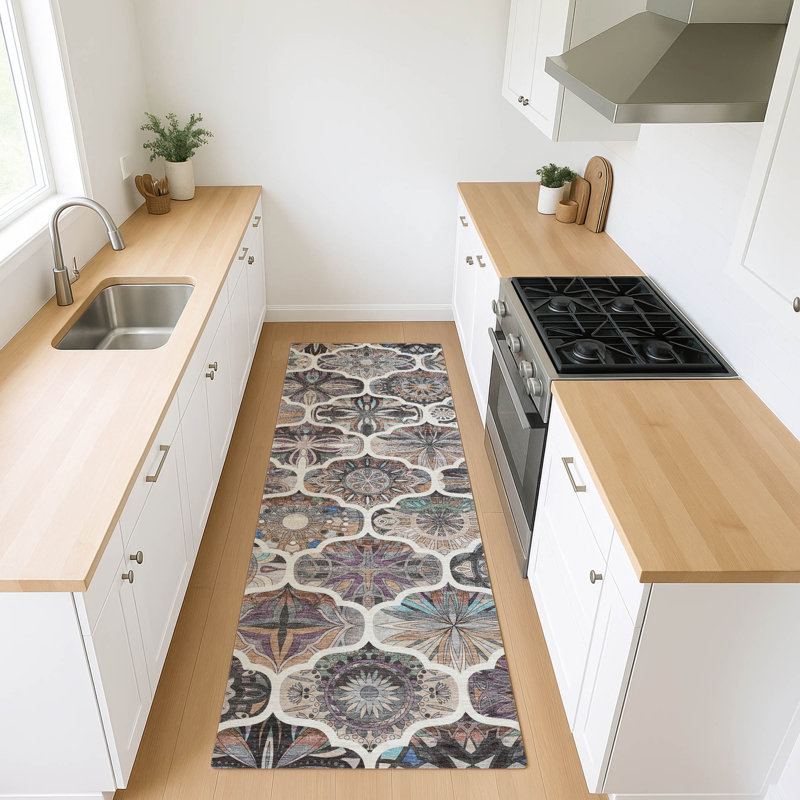 Machine Washable Indoor/Outdoor Millner ACN2257 Panels Rug, Runner 2'3" x 7'6"