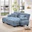 Canapé-lit Cloud Couch pour le salon, canapé 2 places en chenille avec 2 coussins lombaires et 2 coussins décoratifs, canapé rembourré à accoudoirs larges avec 2 repose-pieds, bleu chenille-1428046129