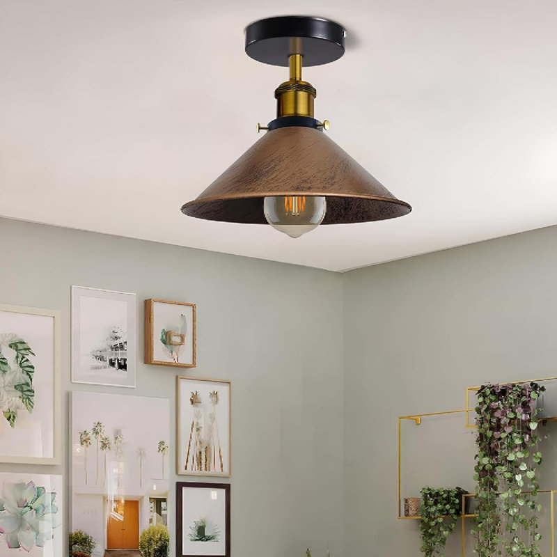 Denzel Semi Flush Mount, Brushed Copper