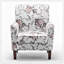 Chaise avec accoudoirs en mélange de polyester à motifs, structure en bois de bouleau massif avec pieds fuselés bruns, chaise d'appoint rembourrée de mousse avec garniture pour le bureau du salon