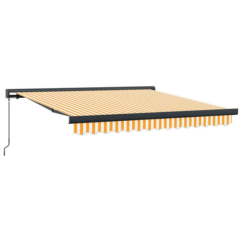 Ivy Bronx Fabric Cover Retractable Patio Awning, 300cm H x 250cm W, Yellow;White/Grey Striped