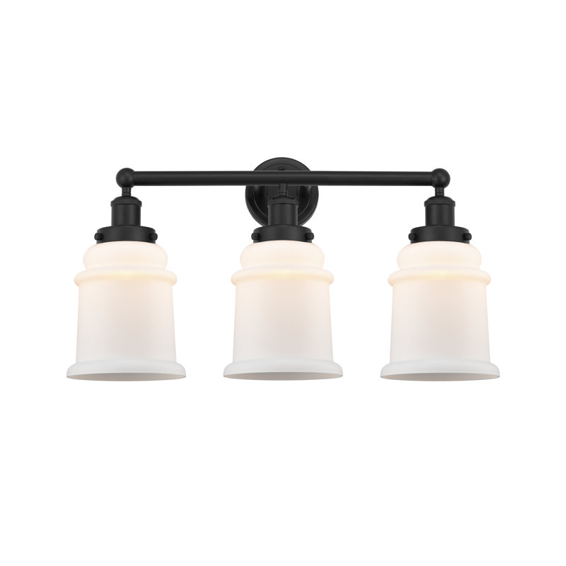 Éclairage pour meuble-lavabo de salle de bain 3 lumières Cailen de la collection Edison, Noir mat, Blanc mat