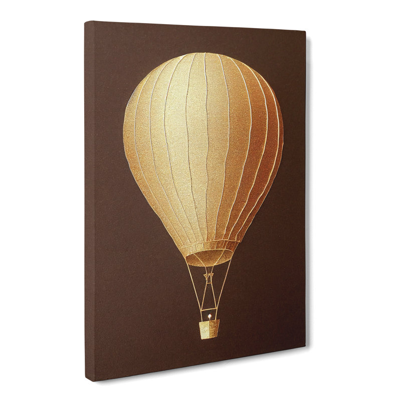 Lesterny Hot Air Balloon Gold Leaf - Wrapped Canvas, 50cm H x 35cm W x 3cm D