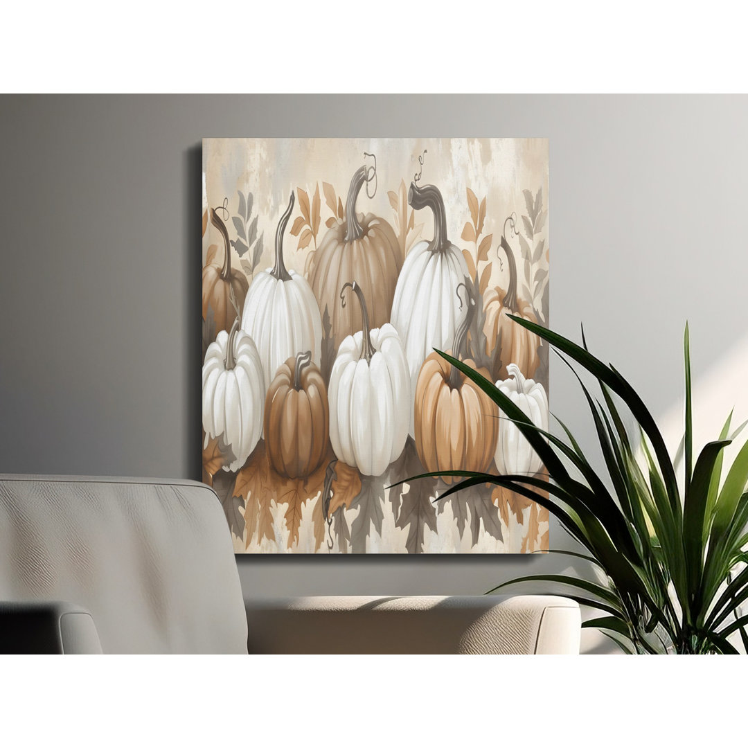 Pumpkin Canvas Wall Art, Autumn Harvest decor, Gallery Wrapped Canvas Print, Fall Season Art, Ready to Hang, Modern Rustic Style, Archival