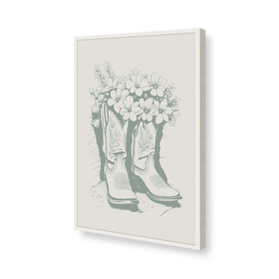 Green Cowboy Boots in Bloom Print