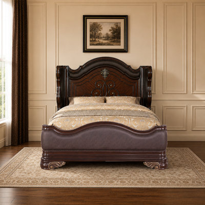 Faxon Leather Wingback Bed