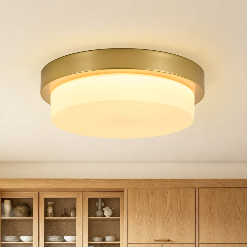 Brass LED Opal Glass Round Ceiling Light
