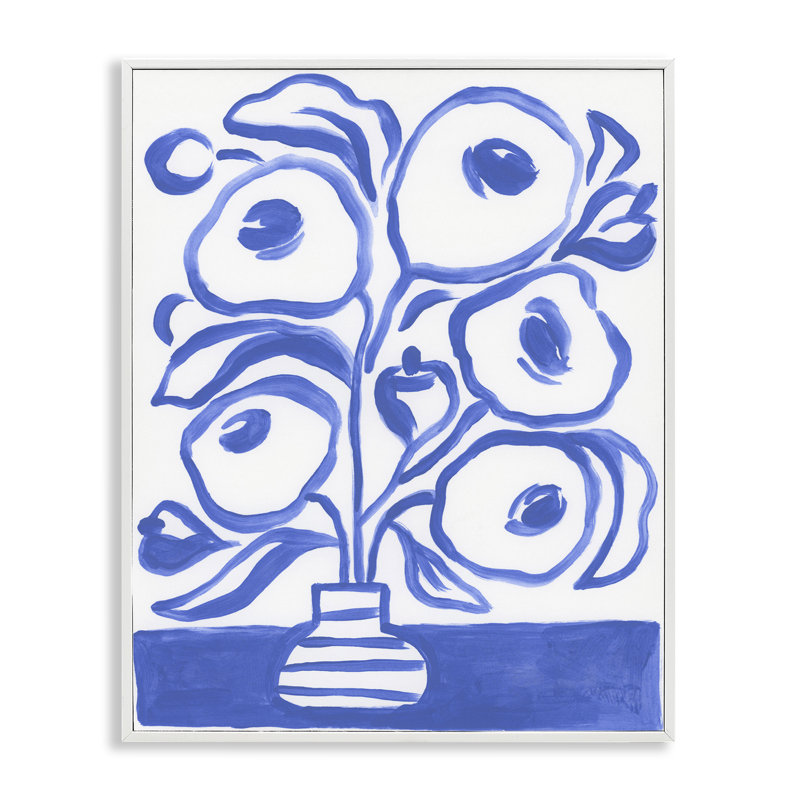 Vase moderne bleu June Erica Vess bg-083, Estampe numérique encadrée blanc bord de mer, H 20 po x l 16 po