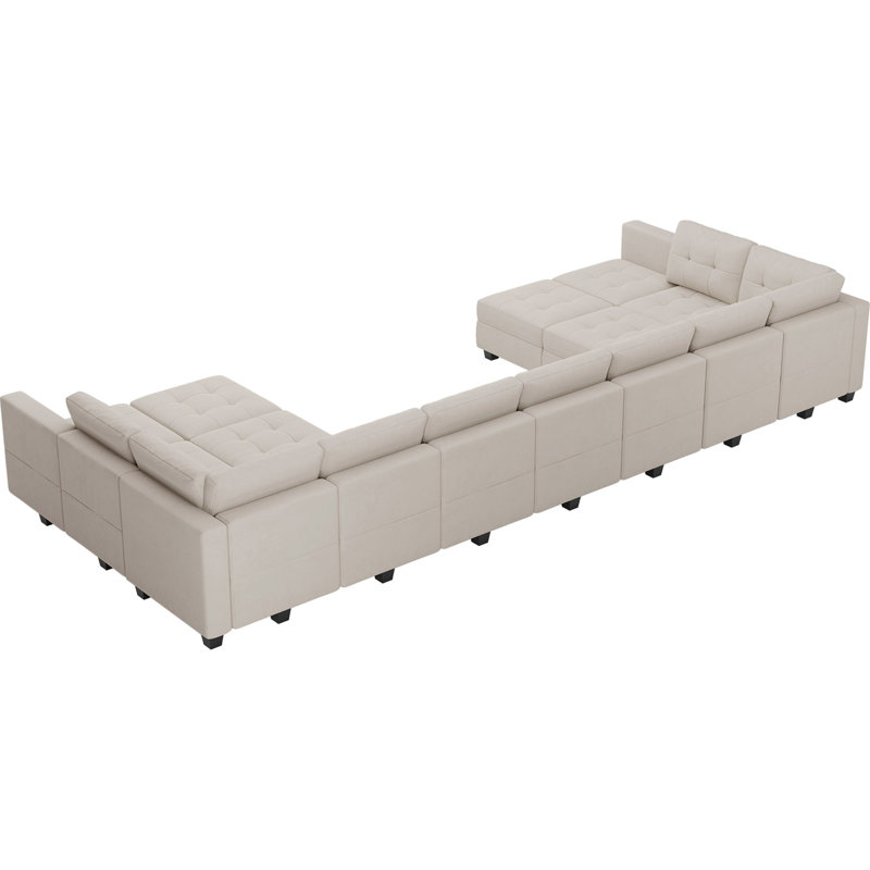Canapé modulaire rembourré 16 pièces Soneson, Velours beige