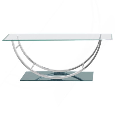 Chrome Rectangular U-Shaped Glass Top Coffee Table