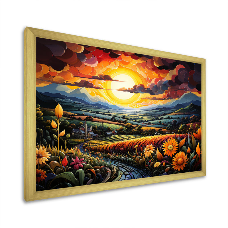 «Whimsical Magical Fields» sur impression sur toile, Cadre doré simple, H 12 po x l 20 po x P 1 po