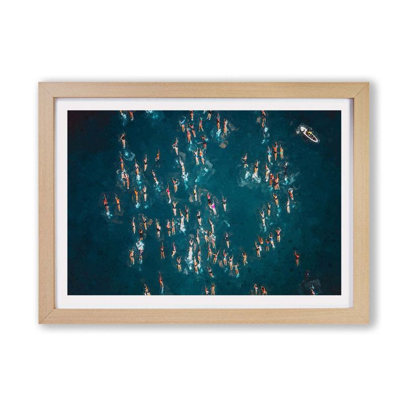 Swimmers in Brazil - Framed Print, 33cm H x 45cm W x 2cm D, Oak