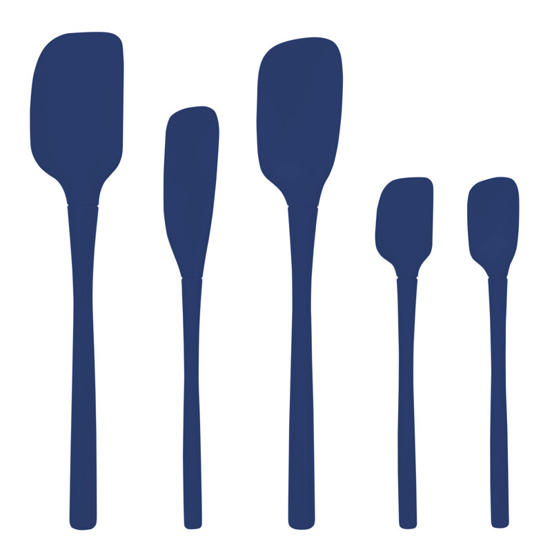 Ensemble 5 pièces de spatules à poignée en silicone Flex-Core, Indigo profond