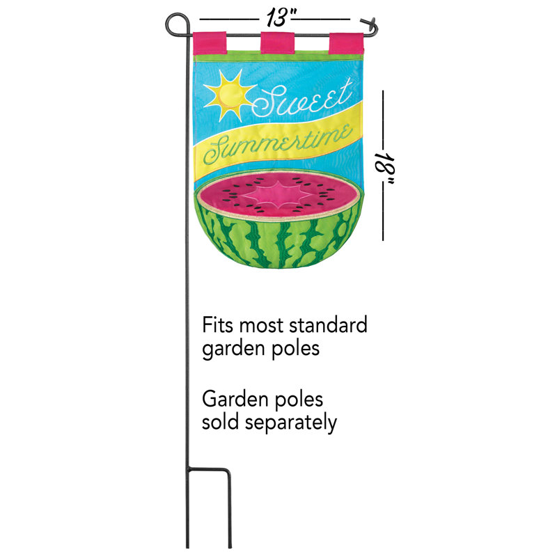 Drapeau de jardin en polyester Sweet Summertime Melon, H 18 po x l 13 po