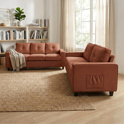 2-Piece Chenille Sofa Set, 77.2" 3-Seater Sofa & 54.3" Loveseat Combo with Removable Cushions, Modern Upholstered Couch Set for Living Room