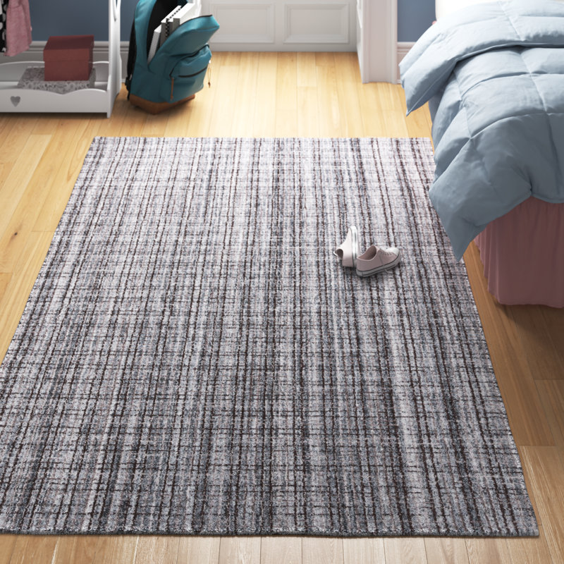 Tapis gris / noir en laine / coton touffeté à la main Bromsgrove, Tapis de couloir 2 pi 3 po x 8 pi