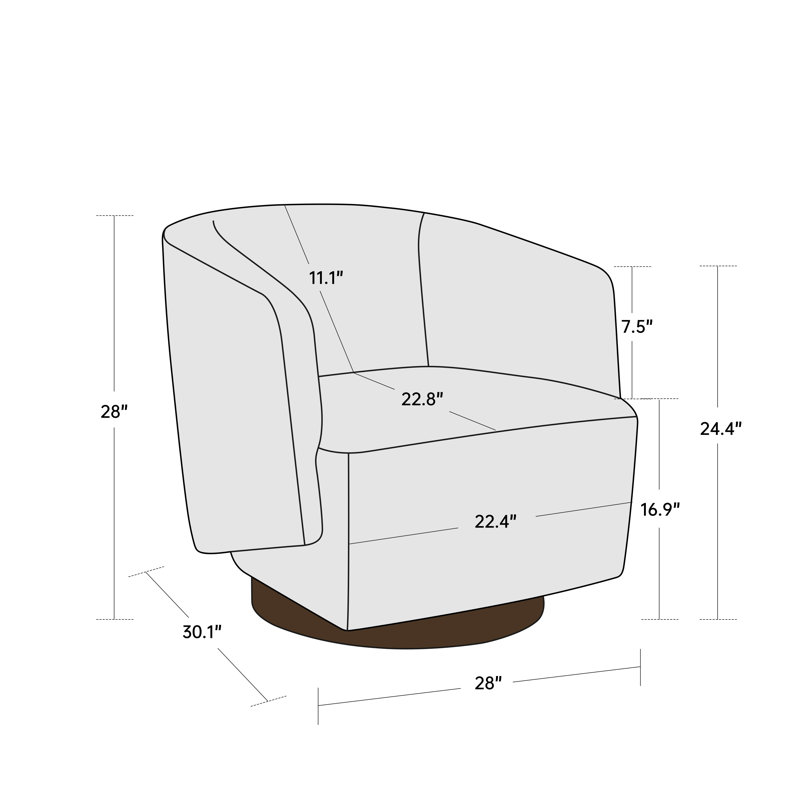 Beige Performance Fabric Swivel Barrel Chair with Wooden Base