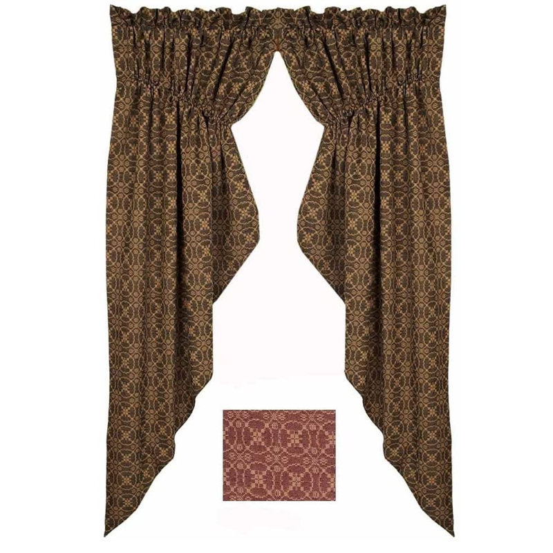Cotton Geometric Swag Window Valance 2 pieces L and R