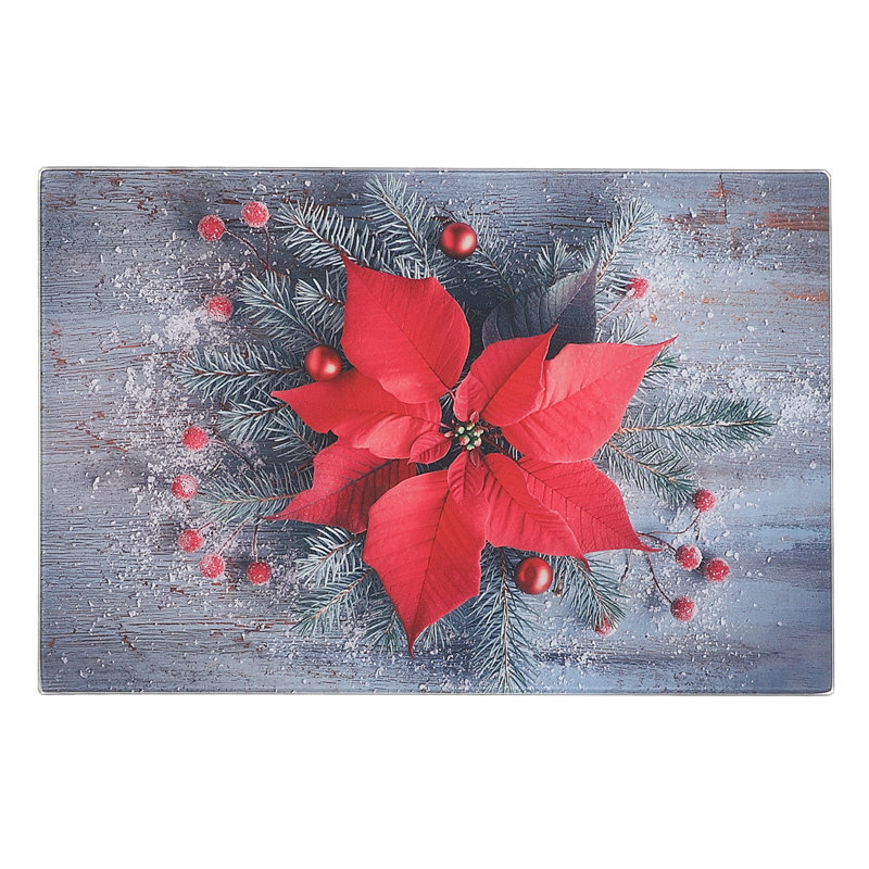Planche à découper en verre poinsettia