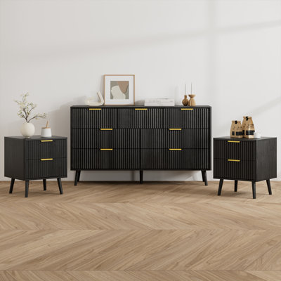 3-Piece Bedroom Set (1 Dresser + 2 Nightstands) by George Oliver