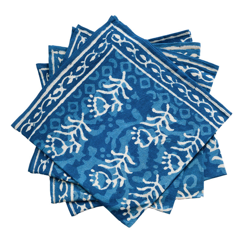 Serviette en coton 21 po Indigo Dabu