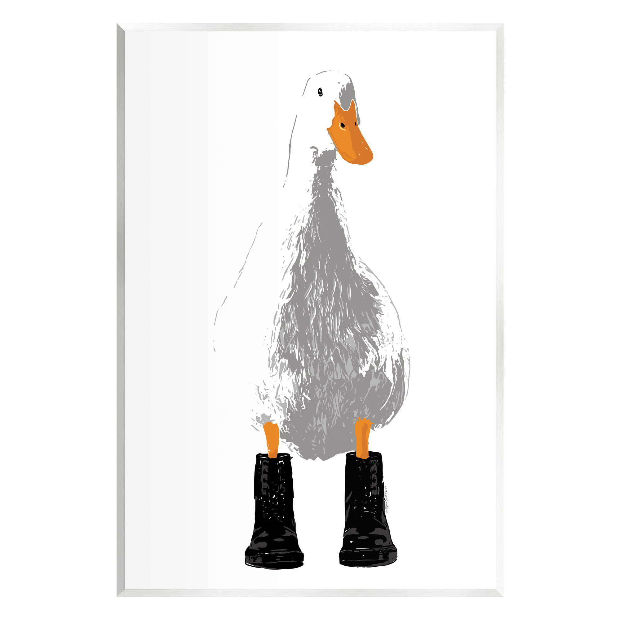 Stupell Industries White Duck Wearing Rain Boots Portrait On MDF