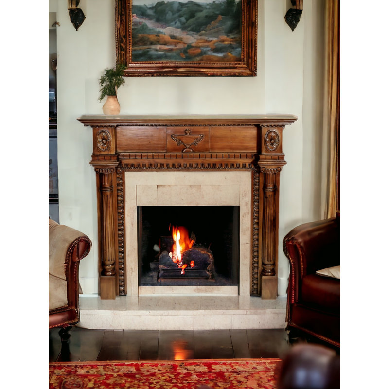Regency Hand Carved Solid Wood Fire Surround, Walnut, Walnut
