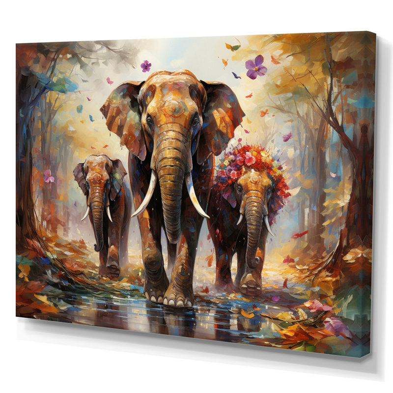 Art asiatique, éléphants thaïlandais VII, reproduction d'art sur toile, H 24 po x l 32 po x P 1 po, Toile tendue