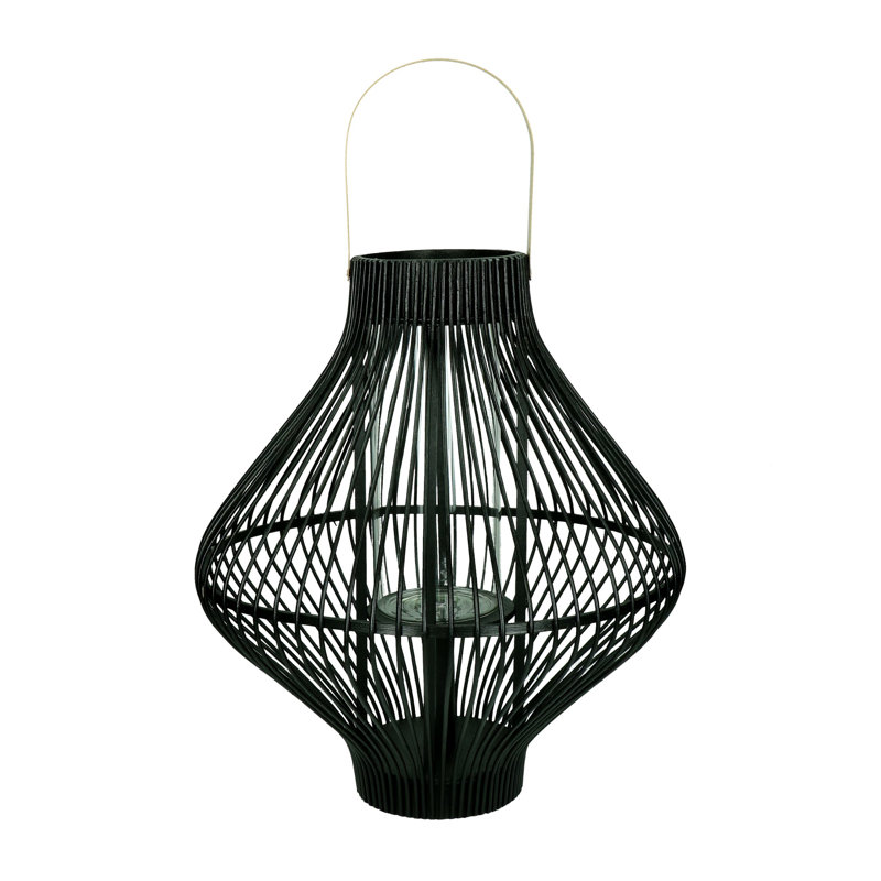 Bamboo Floor Lantern, Black