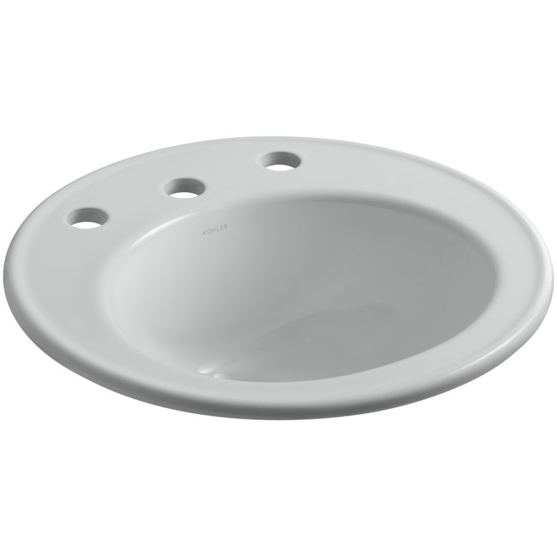 Brookline Circular Drop-In Bathroom Sink with Overflow, Ice Gray, 8'' Centers