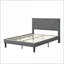 Structure de lit plateforme double avec tête de lit tapissier pleine grandeur - Support de lattes en bois massif, aucun sommier requis, gris pour la chambre