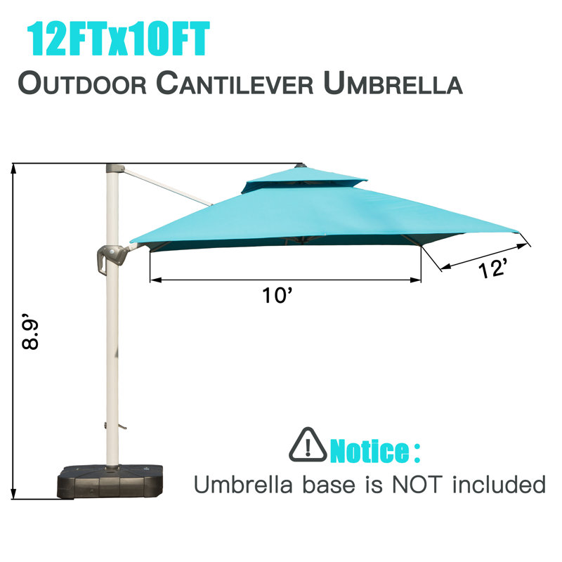 Parasol en porte-à-faux Deraway, Bleu, 12 pi x 10 pi
