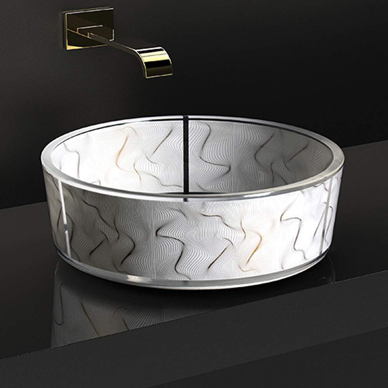 Atelier 15.7'' L Bathroom Sink, White/Gold