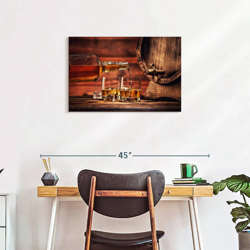Impression sur toile de verre whisky, H 20 po x l 30 po x P 1,25 po
