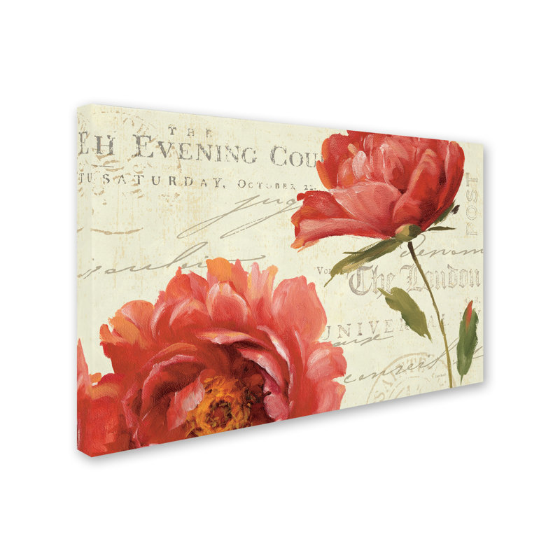 Lisa Audit Floral Script Canvas Art in Beige and Brown