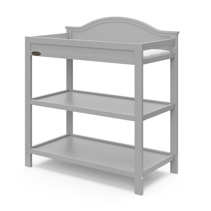Pebble Gray Pine Wood Changing Table with Safety Strap