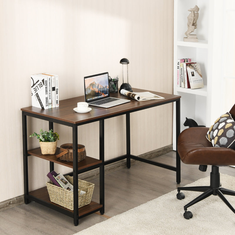 Dyersburg Metal Base Computer Desk, Rustic Brown