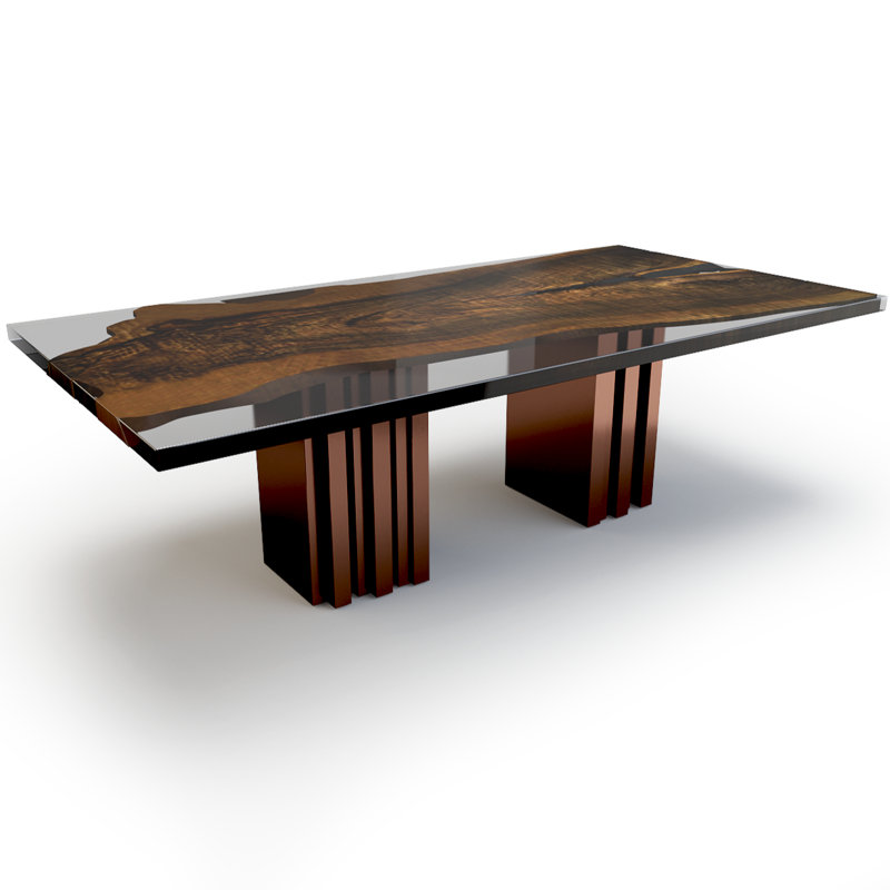 Metal Base Dining Table, H75 x L305 x W122cm