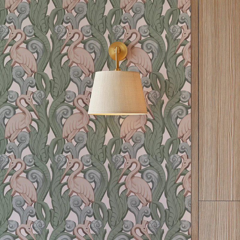 Deco Heron - Wallpaper, Sunwashed, Peel & Stick