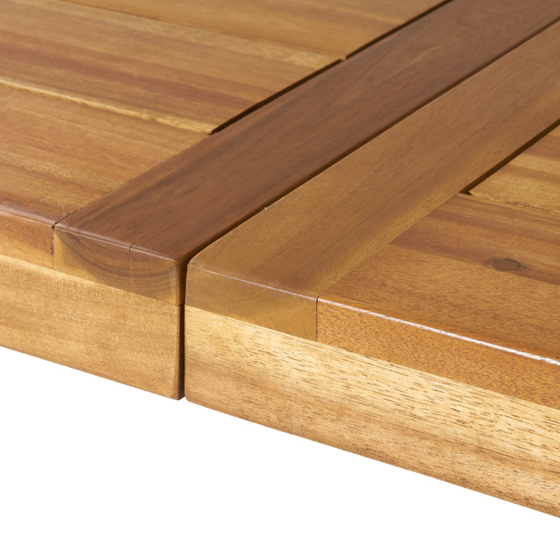 Grider Solid Wood Dining Table, Modern Industrial Dining Table, Patio Table, Natural Stain