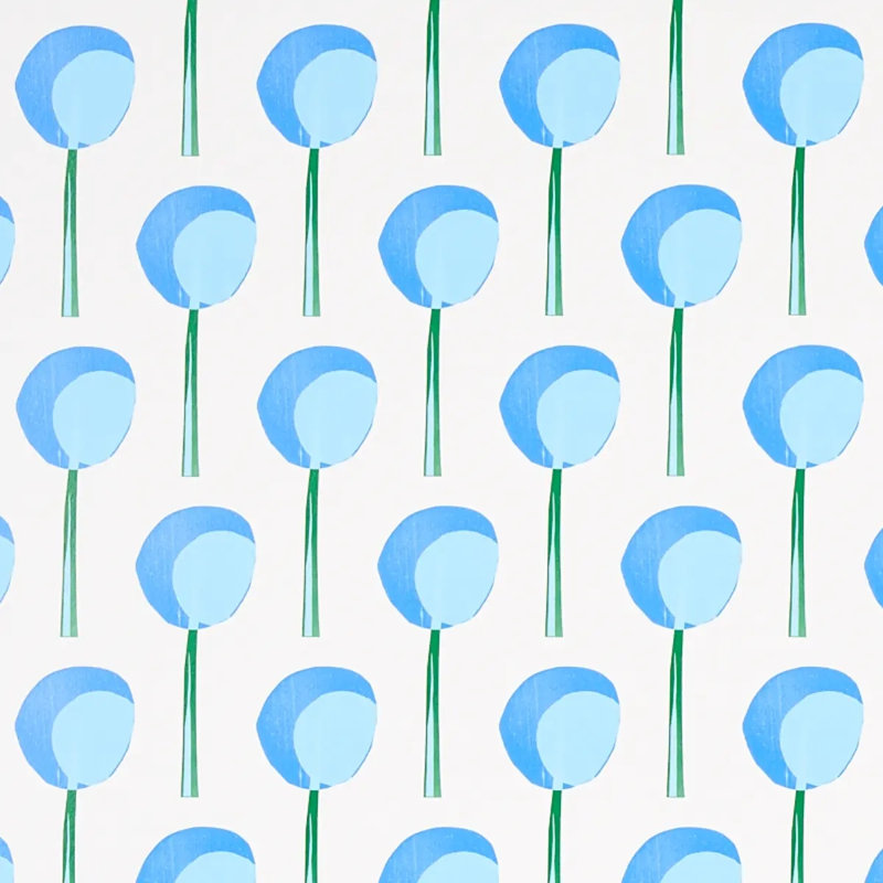 Schumacher x Peg Norriss Topiary Wallpaper, Bluebell