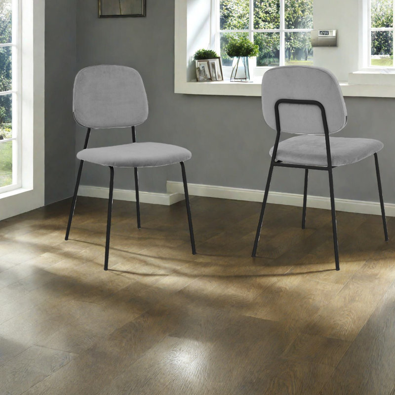 Chaises de salle à manger modernes en velours gris, structure en métal, ensemble de 2 pour la cuisine