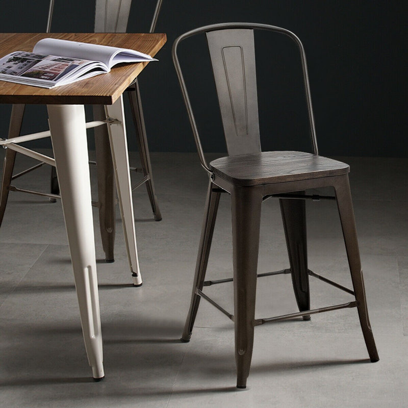 Deffrick Counter Stool with Metal Frame, Gun