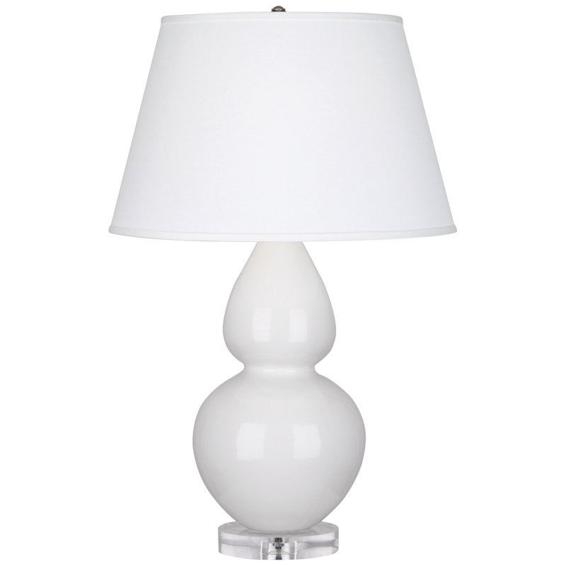 Double Gourd Ceramic Table Lamp, Lily/Silver, White