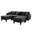 Canapé modulaire en U gris foncé à 3 compartiments avec rembourrage en mousse dense en forme de coquillage, 2 repose-pieds et rembourrage en mousse dense-483899307