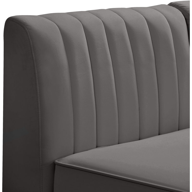 Enson 119" Wide Velvet Reversible Modular Corner Sectional, Grey Velvet