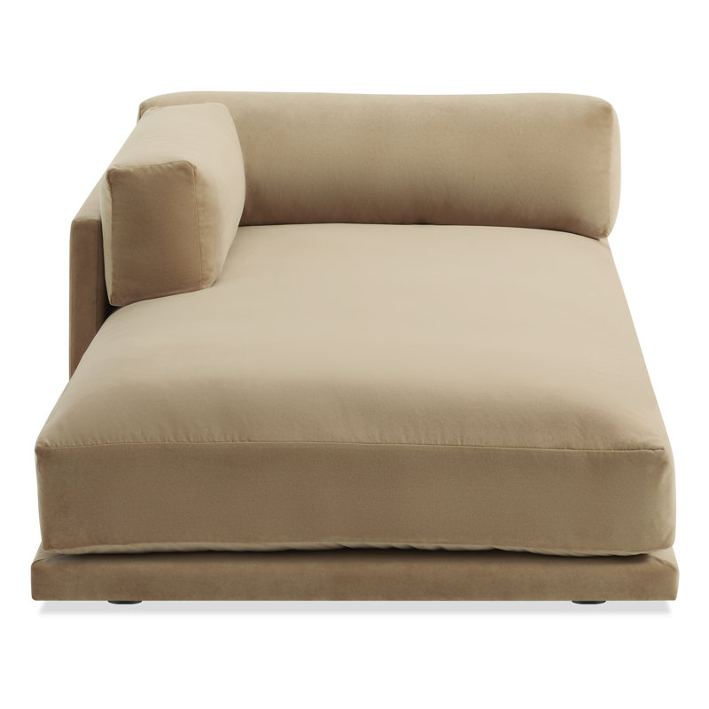 Sunday Chaise Lounge, Left Hand Facing, Camel Velvet Polyester Blend